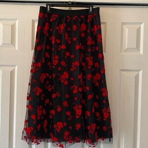 Floral Sheer Overlay Skirt
